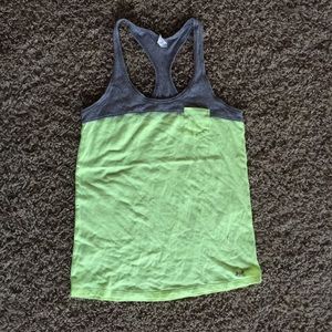 Neon green and grey Under Armour tank top.